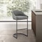 Armen Living Atherik Bar Stool in Black Metal with Gray Faux Leather 840254335820 - alternate 6